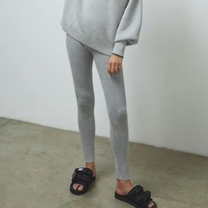 Lunya Cozy Cotton Silk Ribbed Leggings • Grey • XS
